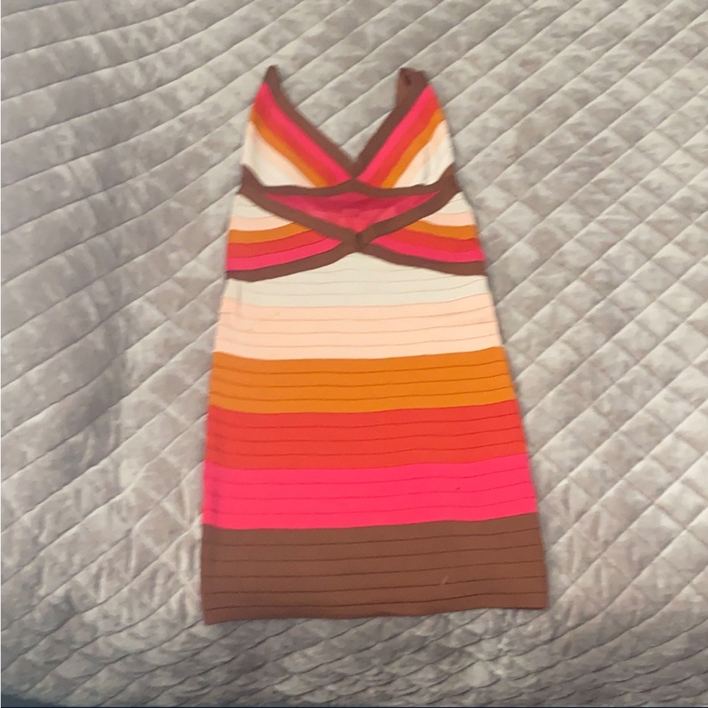 Missoni Multicolor Striped Bandage Dress with Criss-Cross Top